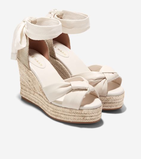 Women's Cloudfeel Hampton Wedge Sandals in Beige Or Khaki | Cole Haan Wedges Heels Outfit, Sandals Heels Outfit, Mini Heels, Summer Sandals Heels, Heel Sandals Outfit, Tie Heels, Heels Outfits, Cute Heels, Shoe Inspo