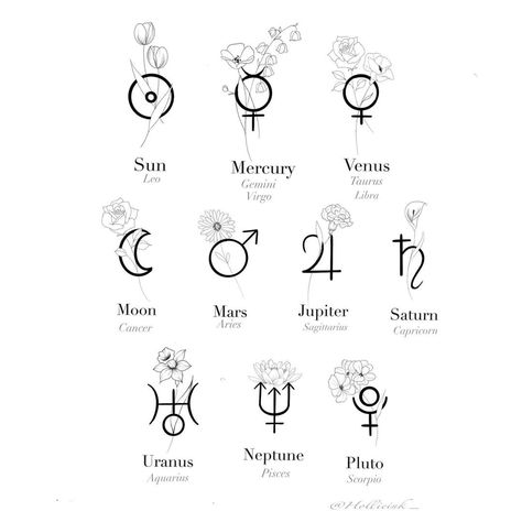 Hollie on Instagram: “🪐✨Planets X Star signs. Comment yours!. . . . . #tattoo #tattoos #tattooart #tattooist #tattooideas #tattoodesign #ink #art #artist…” Star Sign Symbols Tattoo Ideas, Star Sign Animals, Star And Planet Tattoo, Birthday Month Tattoo Ideas, Star Signs Symbols, Star Sign Tattoo Ideas, Star Sign Tattoos, Sleeve Tattoos Floral, Star Sign Tattoo