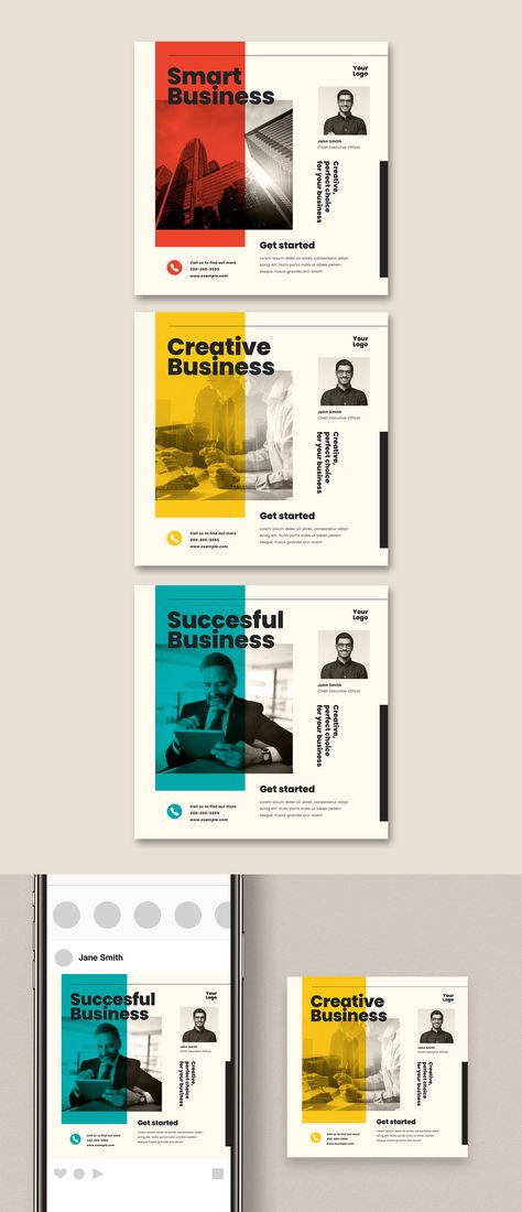 Business Instagram Post Templates for Adobe Illustrator Business Instagram Post, Social Media Layout, Brand Template, Instagram Design Layout, Paint Tutorial, Professional Graphic Design, Media Design Graphics, Business Instagram, Instagram Layout