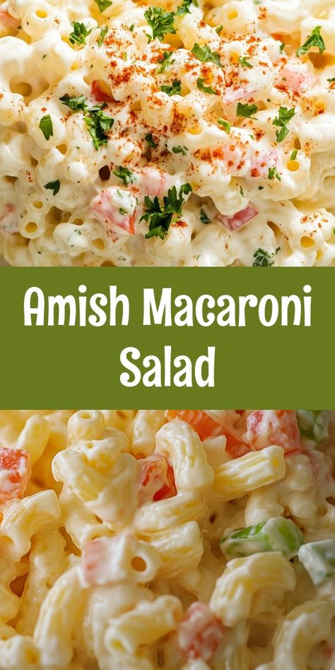 Amish macaroni salad is a delightful and creamy dish that captures the essence of traditional Amish cooking. With a perfect blend of elbow macaroni, hard-cooked eggs, crisp veggies, and a sweet dressing, this salad is a must-have at picnics and potlucks. Easy to prepare and best served chilled, its rich flavors and satisfying texture make it an ideal side dish or light meal. Whether you enjoy it at a family gathering or as a comforting side, this beloved recipe is sure to bring a taste of home to your table. Amish Pasta Salad Recipes, Sweet Amish Macaroni Salad, Sweet Amish Macaroni Salad Recipe, Elbow Macaroni Salad, Amish Pasta Salad, Amish Macaroni Salad Recipe, Sweet Macaroni Salad, Elbow Macaroni Recipes, Homemade Macaroni Salad