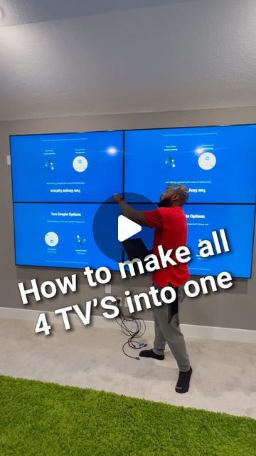 4 Tvs On Wall, Man Cave Tv Wall Ideas, Two Tvs In One Room Ideas, Man Cave Tv Wall, Game Room Ideas Man Caves, Tv Set Up, Tv Mounting, Diy Entertainment, Wall Game