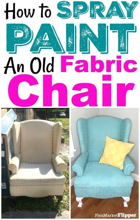 How to spray paint an old fabric chair with chalk paint. #chalkpaint #fabricchair #spraypaint #redo #furnitureredo #restore #upcycle  via @Fleamarketflipp Painted Fabric Chair, Painting Upholstered Furniture, Painting Fabric Chairs, Painting Fabric Furniture, Fabric Spray Paint, Spray Paint Furniture, Spray Paint Projects, Paint Upholstery, Diy Spray Paint