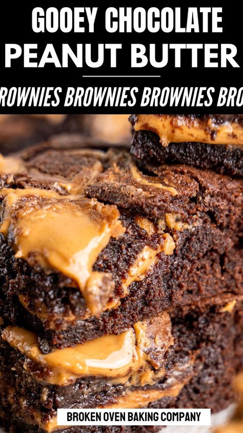 Chocolate Peanut Butter Brownies are made for the Reese's lovers out there! If you love peanut butter cups, these brownies taste just like them, but in a gooier dessert bar form! For a bite-size version, try my Mini Peanut Butter Cup Brownies. Reese’s Pb Cup Brownies, Reese Pieces, Homemade Chocolate Peanut Butter, Gooey Chocolate Brownies, Homemade Brownies Easy, Peanut Butter Cup Brownies, Chocolate Peanut Butter Brownies, Brownies Recipe Homemade, Brownie Cups