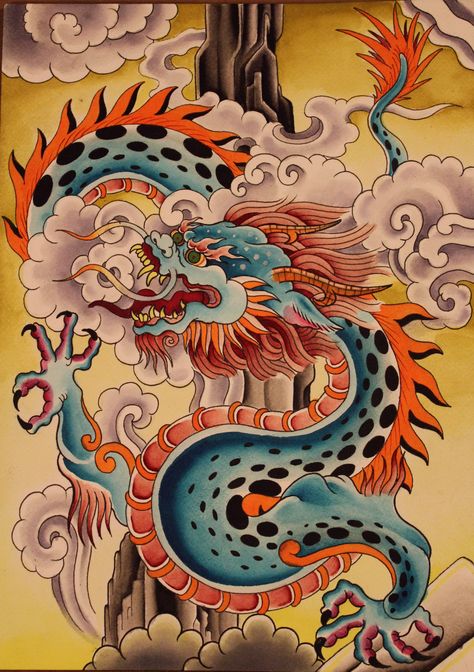 Dragon Tattoo Images, Tibetan Dragon, Dragon Painting, Eastern Dragon, Arte Yoga, Dragon Tattoos, Asian Dragon, Dragon Illustration, Art Asiatique