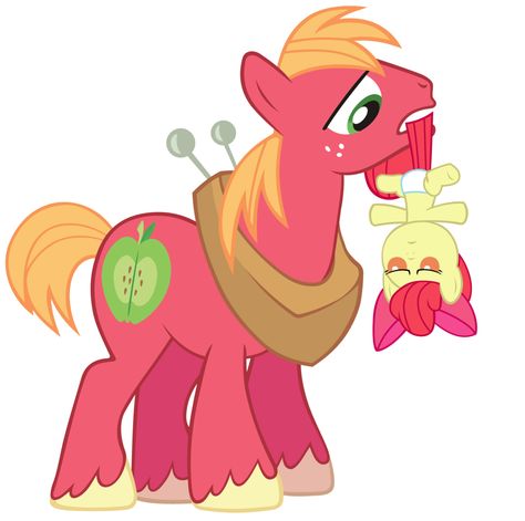 Big McIntosh and Baby Apple Bloom Apple Jacks Brother, Here Me Out Cake Characters, Big Mcintosh, Bic Mac, Pony Ideas, Pony Cartoon, Big Macintosh, Sister Songs, Baby Apple