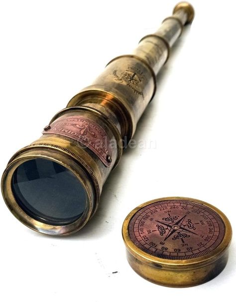 Vintage Spyglass Telescope for Adult Boys & Men - Pirate Scope Scouts Prop Ship Captain Cosplay Costume Gift for Communion Baptism (Scout -19") Steampunk Chainsaw, Medieval Telescope, Spyglass Tattoo, Pirate Items, Pirate Telescope, Captain Ship, Vintage Telescope, Scout Regiment, Steampunk Ship