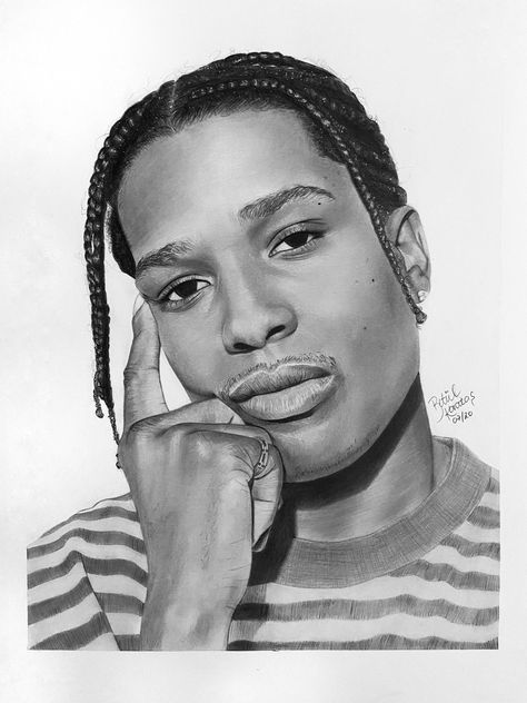 #drawing #artwork #pencilart #graphite #graphitedrawing #pencildrawing #portrait #portraitdrawing #charcoalart #graphiteart #realistic #realisticdrawing #realisticportrait #realismart #portraitdrawing #hiphopart #asaprocky #asap #rocky #rapper #prettyflacko Asap Rocky Drawing, Rocky Drawing, Tags Drawing, Asap Rocky, Graphite Drawings, Drawing Artwork, Pencil Art, Gold Leaf, Pencil Drawings