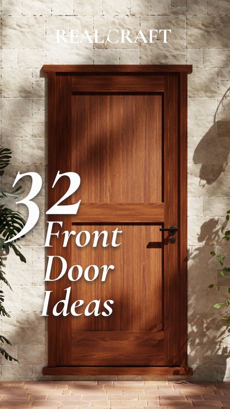 Are you in the market for a new front door? Check out our latest roundup of 30 stunning front door designs that will transform your home. From traditional designs to modern styles, we have something for everyone! Don't wait, start shopping today! New Front Doors For Homes, Steel Front Doors That Look Like Wood, Rustic Doors Exterior Front Entry, Solid Wood Front Door No Windows, Front Door Types, Simple Front Door Ideas, Front Doors For Ranch Style Homes, Solid Front Door Ideas, Rustic Front Door Ideas Entrance