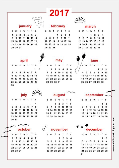 FREE printable 2017 calendar | DIN A4 and DIN A5 At A Glance Calendar, Free Printable Planner, Free Printable Planner Stickers, 2017 Calendar, Calendar 2017, Free Calendar, Planning Stickers, Free Printable Calendar, Printable Planner Stickers