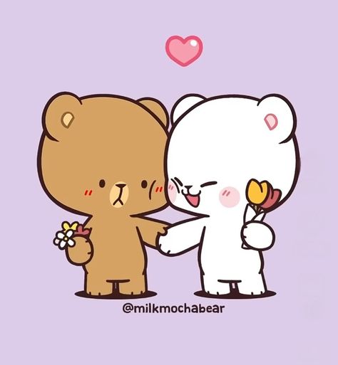 Milk And Mocha Bear Kiss, Milky And Mocha, Mocha And Milk Bear, Cute Bear Couple, Sweet Couple Cartoon, Milk And Mocha Bear, Milk Mocha Bear, Milk And Mocha, Milk Mocha