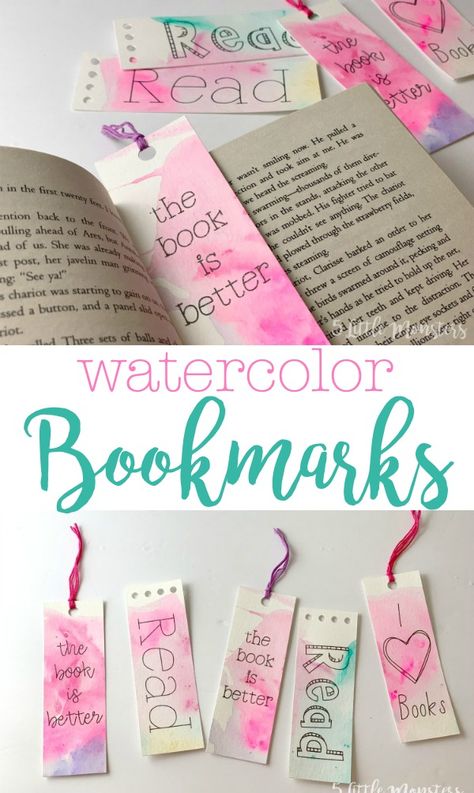 5 Little Monsters: Watercolor Bookmarks Cricut Watercolor Cards, Watercolor Bookmarks Diy, Cricut Watercolor, Cricut Bookmarks, Bookmarks Ideas, Bookmark Design, Waldorf Homeschool, Bookmark Ideas, Creative Bookmarks