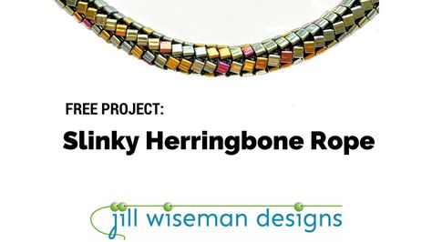 Slinky Herringbone Rope - Jill Wiseman Designs Seed Beads Ideas, Rope Bracelets Diy, Tubular Herringbone, Jewel School, Russian Spiral, Beadwork Tutorial, Bead Tutorials, Tube Necklace, Beads Ideas