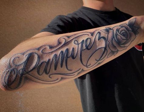 Forearm Name Tattoo 2 Name Tattoos On Forearm Men, Name On Forearm Tattoo Men, Tattoo With Names For Men Guys, Last Name On Arm Tattoo, Tattoo Of Names For Men, Forearm Last Name Tattoos, Name Tattoos Sleeve, Last Name Forearm Tattoo Men, Name Forearm Tattoo Men