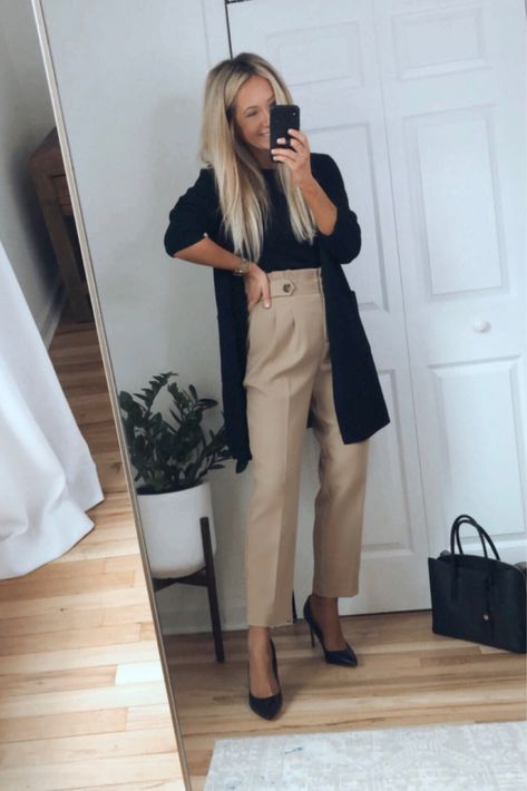 Dress Pants With Cardigan Work Outfits, Wrap Dress Work Outfit, Winter Buissnes Casual Outfits Woman, Lazy Work Outfit, Principal Outfits Women, Clinic Outfits, Corporate Cutie, Future Therapist, Workwear Ideas