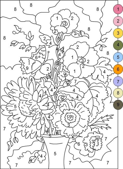 Nature needs color. Add some with this color by number scene #coloringpages #coloringforadults #colorbynumber Adult Color By Number, Fargelegging For Barn, Coloring Pages For Teenagers, Color By Number Printable, Adult Colouring Pages, Pola Sulam, Color By Numbers, Coloring Tutorial, Color By Number