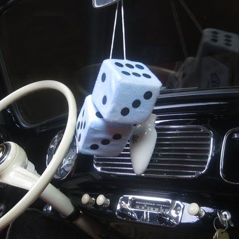 3" Light Blue Fuzzy Dice with Black Dots - Pair | johnnylawmotors.com Car Dice Aesthetic, Grunge Car Interior, Fuzzy Dice, 1967 Chevrolet Impala, Dream Whip, Girly Car Accessories, Car Deco, Catty Noir, Lagoona Blue