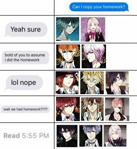 Diabolik Lovers As Boyfriend, Diabolik Lovers Memes, Diabolik Lovers Funny, Diabolik Lovers Season 3, Diabolik Lovers Season 2, Diabolical Lovers, Sakamaki Brothers, Azusa Mukami, Reiji Sakamaki