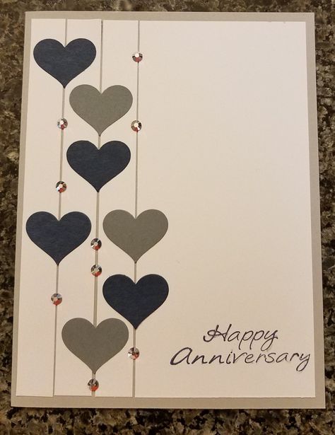 Happy Anniversary Handmade Cards, Happy Anniversary Cards Diy, Happy Anniversary Cards Handmade, Anniversary Card Ideas, Anniversary Cards Handmade, Card Design Handmade, Happy Anniversary Cards, Birthday Card Craft, Wedding Cards Handmade