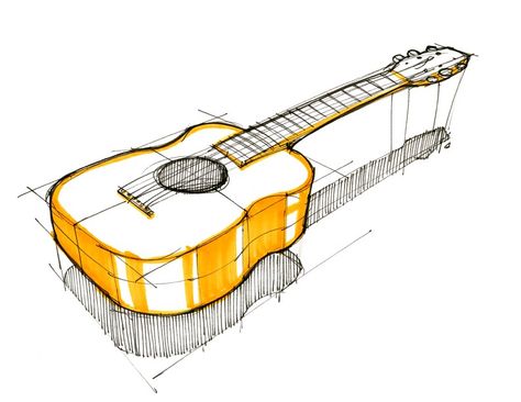 Sketch A Day: Sketch-A-Day #139: Guitar Objects Sketching, Morgana League Of Legends, Guitar Sketch, Easy Sketches, Industrial Design Style, Guitar Drawing, Isometric Drawing, Pencil Sketch Drawing, Object Drawing