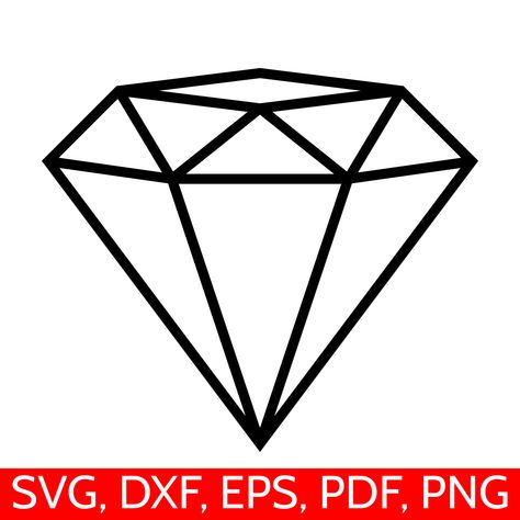 Diamond SVG cut file for #cricut and Silhouette Diy Engagement Cards, Diamond Clipart, Engagement Party Invites, Diamond Template, Padi Diving, 70 Birthday, Diamond Tattoo, Diamond Outline, Cricut Images