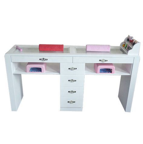 Double white nail desks manicure tables nail bar stations salon furniture-Beauty SPA Equipment Hair Salon Furniture Manufacturers, Suppliers | Made-in-China Manicure Desk Ideas, Nail Bar Table, Nail Desks, Nail Technician Room, Shampoo Station, Hair Salon Furniture, Manicure Station, Manicure Tables, Furniture Styling