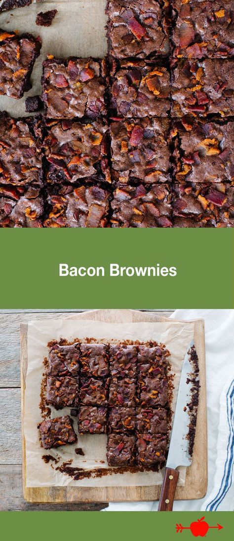 Bacon Brownies Recipe, Baking With Bacon, Brownies With Sprinkles On Top, Outrageous Brownies, Bacon Dessert Recipes, Bacon Brownies, Fudgy Nutella Brownies, Fudgy S'mores Brownies, Bacon Desserts