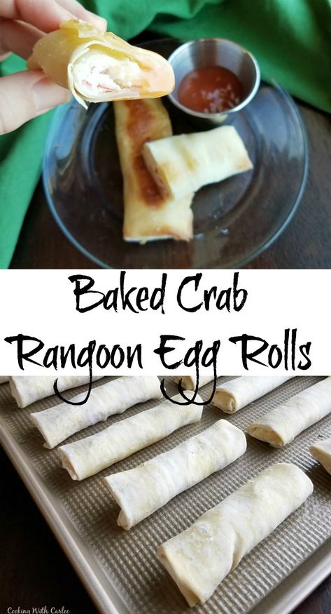 Rangoon Rolls, Crab Rangoon Egg Rolls, Baked Crab Rangoon, Crab Eggs, Egg Roll Recipe, Baked Crab, Rangoon Recipe, Crab Rangoon Recipe, Crab Rolls