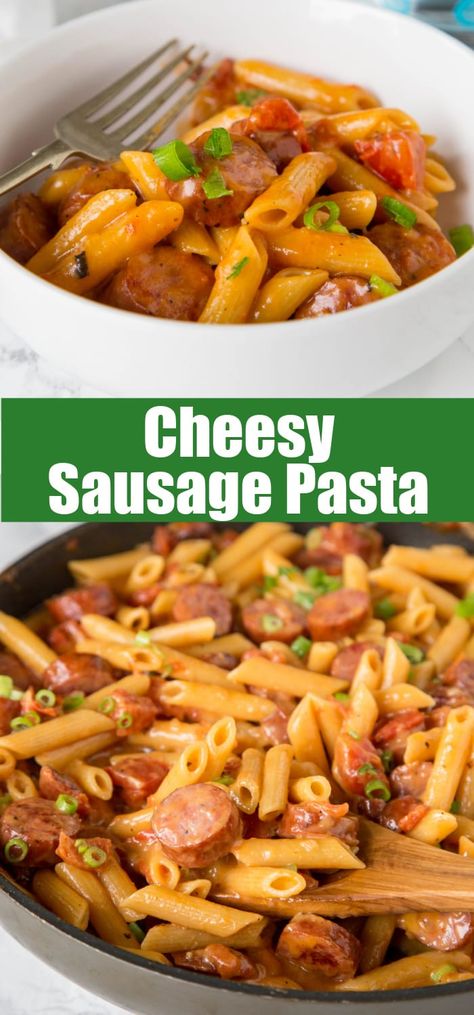 Flavor Flave, Sausage Pasta Dinner, Cheesy Sausage Pasta, Easy Pasta Recipe, Pasta Meals, Pasta Food, Pasta Dinners, Sausage Pasta, Easy Pasta Recipes