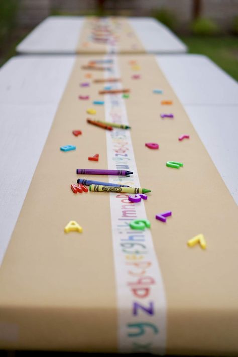 3rd Birthday Party Activity Ideas, Alphabet Party Theme, Third Birthday Activities, Kindergarten Birthday Party Ideas, Eight Birthday Party Ideas, Alphabet Birthday Party Theme, Preschool Birthday Party Ideas, Alphabet Party Ideas, Abc 123 Birthday Party Ideas