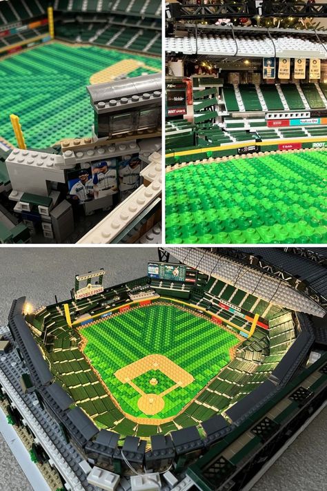 Lego Baseball Stadium, Lego Stadium, Lego Baseball, Safeco Field, Lego Activities, Lego Man, Lego Space, Baseball Stadium, Lego Builds