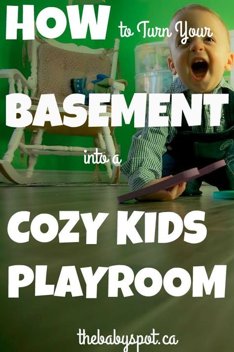 Turn your dreary old basement into a fun cozy kid's playroom with our top tips! #thebabyspot #basementreno #kidsplayroom #kidsplayroominspiration Leaking Basement, Kid's Playroom, Basement Organization, Old Basement, Basement Waterproofing, Flooded Basement, Basement Playroom, Cozy Basement, Neat Tricks