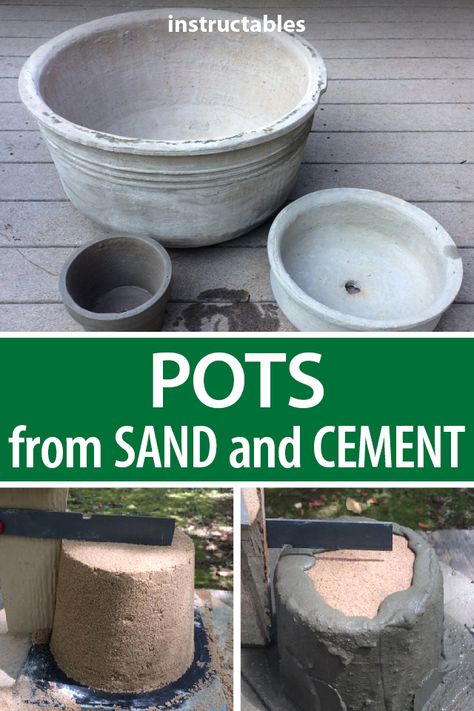 Make cement pots without a mold. Just use sand to create a base and coat it with cement.  #Instructables #outdoors #backyard #planter #garden #patio Making Cement Planters, Portland Cement Projects, Concrete Planters Diy, Backyard Planter, Future Skills, Cement Pots Diy, Cement Ideas, Diy Cement Planters, Cement Projects