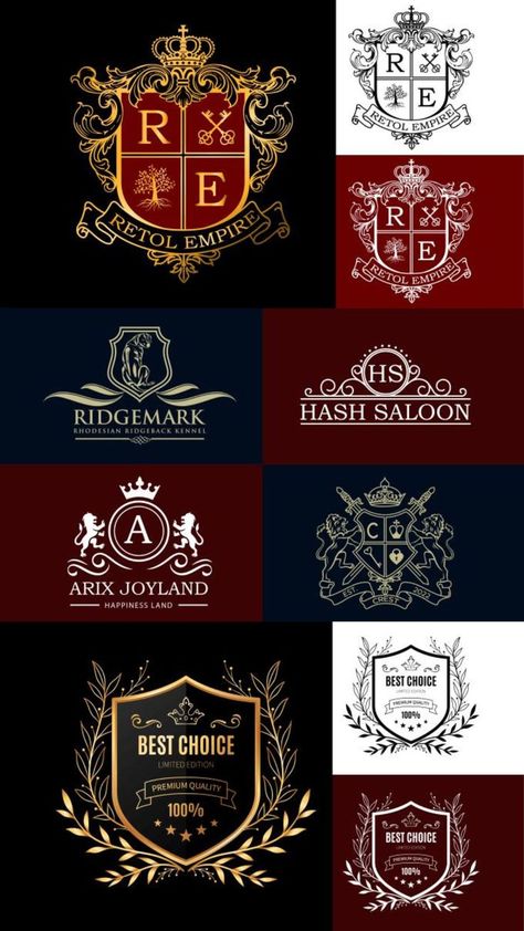 logo logos logodesign logomaker Luxury Logo Inspiration, Crest Logo Design, Royal Emblem, Ruby Jubilee, Cricket Logo, Luxury Coat, Royal Logo, Family Shield, Family Logo