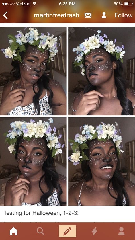 Fawn makeup via tumblr Satyr Makeup, Faun Makeup, Fawn Makeup, Satyr Costume, Dnd Cosplay, Faire Outfit, Renn Faire, Face References, Wood Nymphs