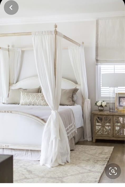 French Canopy Bed, White Bed, Bed Tent, Coastal Bedrooms, Bed Canopy, Bed Curtains, Canopy Bed, Master Bedrooms Decor, My New Room