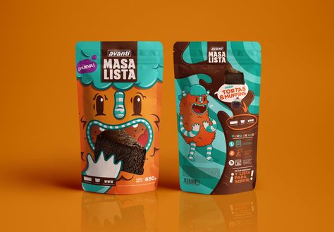 Masa Lista Cake Batter is Bringing a Whole Lot of Adorable — The Dieline | Packaging & Branding Design & Innovation News Food Packaging Illustration Design, Package Box Design, Snack Packaging Design, Kids Package Design, Pouch Packaging Design, Dieline Packaging, Chip Packaging, Kids Packaging, Packaging Snack