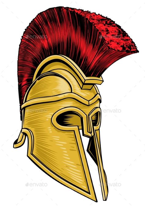 Ancient Greek Trojan Spartan Gladiator Helmet - Vector EPS Roman Soldier Helmet, Spartan Gladiator, Gladiator Warrior, Greek Gladiator, Helmet Vector, Inktober Ideas, Helmet Drawing, Greek Helmet, Roman Helmet