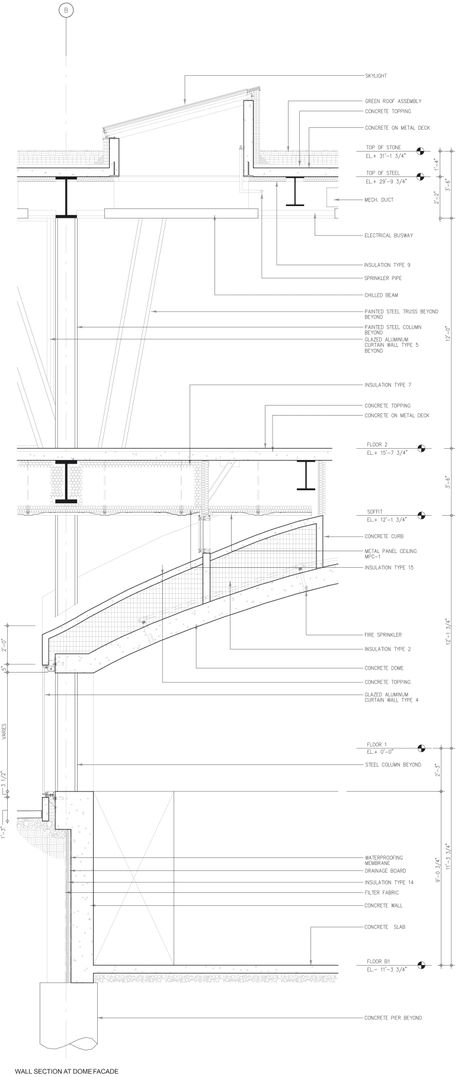 OMA - Office of Metropolitan Architecture, Iwan Baan · Milstein Hall Milstein Hall, College Of Architecture, Wall Section, Auditorium Seating, Master Drawings, Pedestrian Walkway, Rem Koolhaas, Master Drawing, Cornell University