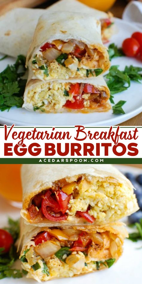 Start your day with this easy school breakfast idea! This Vegetarian Breakfast Egg Burrito recipe is perfect for your breakfast on-the-go options. These make-ahead, protein-rich burritos are crispy on the outside and flavorful inside. Save this recipe now! Easy School Breakfast, Egg Burritos, Egg Burrito, Easy Breakfast Burritos, Vegetarian Brunch, Burrito Recipe, Freezer Friendly Meals, School Breakfast, Meatless Dinner