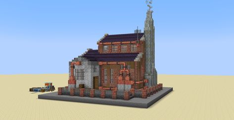 Factory Design Minecraft, Industrial Buildings Architecture, Minecraft Wearhouse, Industrial House Minecraft, Minecraft Create Mod Ideas, Steampunk City Minecraft, Minecraft Bank Building, Minecraft Warehouse Ideas, Minecraft Factory Design