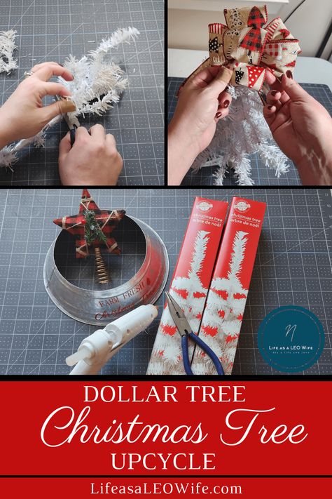 Dollar Tree Mini Christmas Tree Swag, White Dollar Tree Christmas Tree, Diy Dollar Tree Christmas Tree Ideas, Dollar Tree 4ft Christmas Tree Ideas, Dollar Tree $5 Christmas Tree, Dollar Store Christmas Tree Crafts, Dollar Tree White Christmas Tree Ideas, Dallor Tree Diy Craft Ideas Christmas, Dollar Tree Christmas Tree Diy