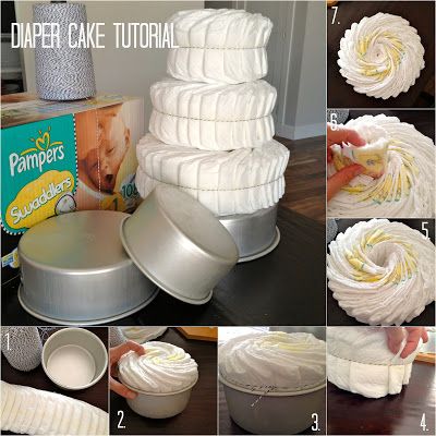 Diaper Cake Tutorial - wrapped diapers instead of rolled are so much easier to use by the new Mommy and Daddy Diaper Cake Tutorial, Diaper Cakes Tutorial, Idee Babyshower, Boy Baby Shower Ideas, Nappy Cake, Nappy Cakes, Baby Shower Crafts, Baby Shower Diaper Cake, Baby Diaper Cake