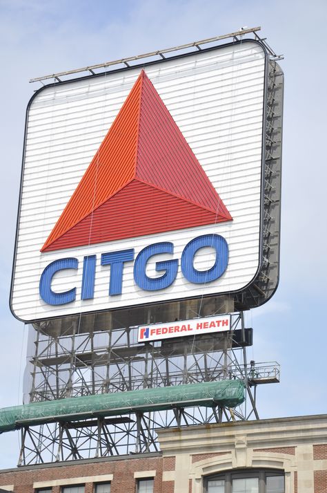 The famous CITGO sign by Fenway park in Boston. Citgo Sign, Collage Items, Red Sox Nation, Newbury Street, Boston University, Fenway Park, Diy Signs, Boston Red, Boston Red Sox