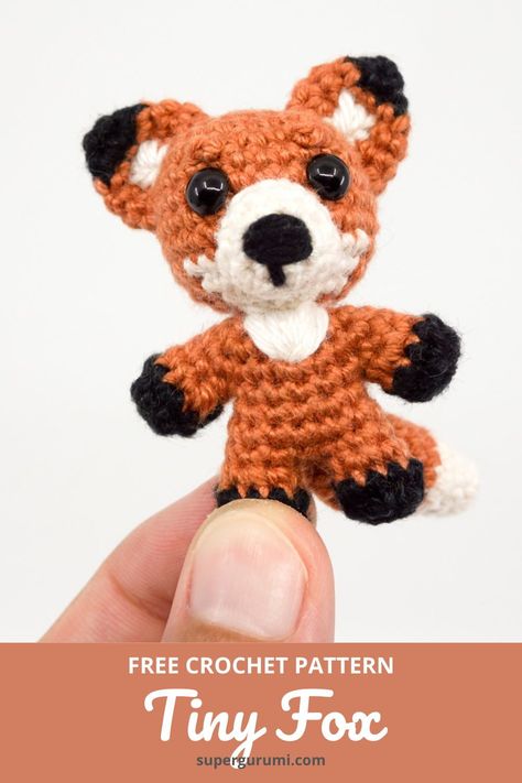 Free mini noso fox Crochet Pattern by Supergurumi. This mini fox is a perfect gift for your friends and family. Make your loved ones happy with this little fox. #amigurumi #crochet #crochetpattern #fox #nosew Crochet Fox Pattern Free, Fox Crochet Pattern, Amigurumi Fox Pattern, Fox Amigurumi, Crochet Doll Clothes Free Pattern, Fox Crochet, Mini Amigurumi, Crocheted Fox Pattern, Amigurumi Fox