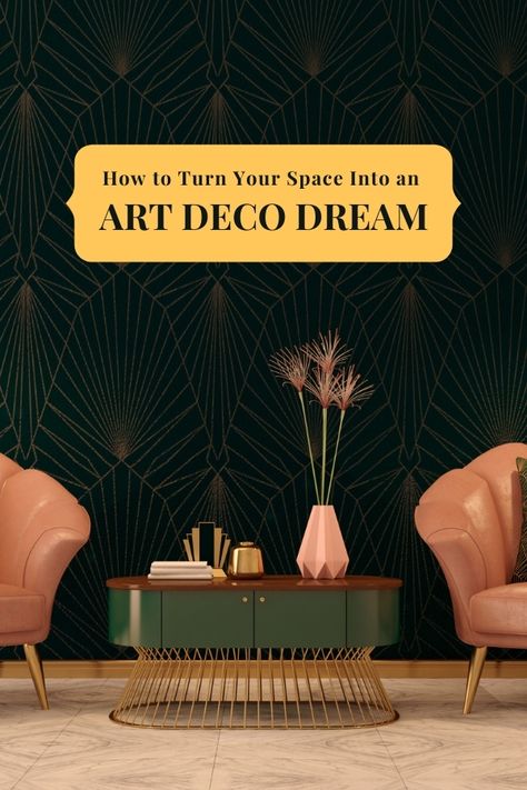 Modern Art Deco Office Design, Art Deco Reading Corner, Bright Art Deco Interior, Art Deco Entrance Hall, Art Deco Home Office Ideas, Goth Art Deco Home, Contemporary Art Deco Interior Bedroom, Boho Art Deco Decor, Art Deco Diy Craft Projects