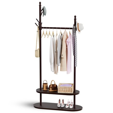 PRICES MAY VARY. 【EASY TO ASSEMBLE】 No tools required, the coat rack with shelf is already equipped with metal screw holes, follow the instruction turn and tighten in a matter of minutes, you will get a stable hall tree coat rack 【SAVE SPACE】 This coat rack has a smoothly hanger rod and multiple hooks . great space saver allows you to store and organize more cluttered items like scarf, hat, tie, etc. 【QUALITY MATERIALS】 The coat rack is made of high-quality bamboo and wood material, strong load- Coat Hanger Stand, Coat Rack Stand, Rustic Coat Rack, Coat Tree, Coat Rack Shelf, Over The Door Hooks, Wooden Coat Rack, Standing Coat Rack, Business Decor