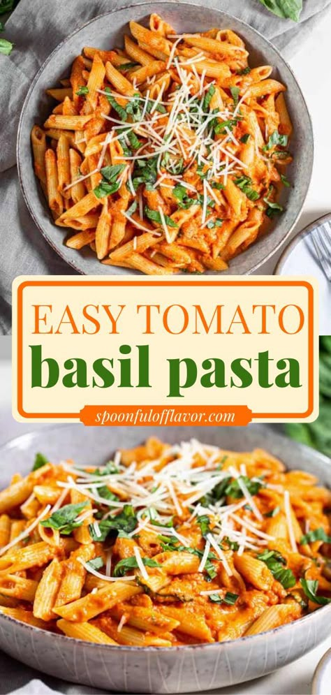 Add this Tomato Basil Pasta to your favorite weeknight dinner ideas! It starts with fresh basil, tomatoes, parmesan, and pasta and is one of the best pasta recipes to share with the whole family. Save this pin! Healthy Tomato Basil Pasta, Easy Dinner Recipes Vegetarian Pasta, Easy Tomato Basil Pasta, Fresh Basil Recipes Pasta, Pasta With Fresh Basil, Pasta Tomatoes And Basil, Pasta With Tomatoes And Basil, Tomato Basil Pasta Recipes, Basil Recipes Pasta