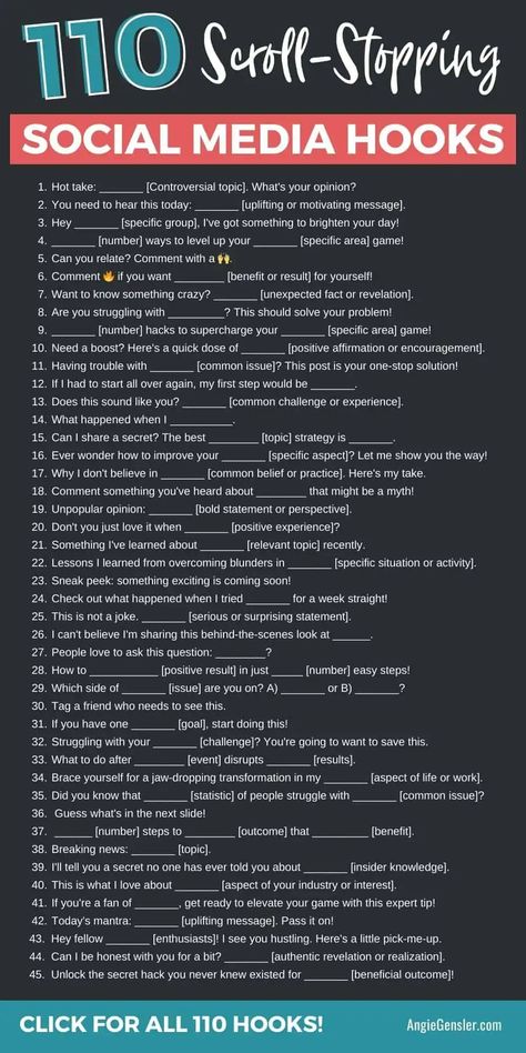 Ready to turn your social media presence from 'meh' to mesmerizing? Dive into our latest article and unlock 110 irresistible social media hooks! Elevate your content, engage your audience, and watch your online game soar. Content Hooks Instagram, How To Create Engaging Content, Social Media Hook Ideas, Social Media Hooks, Posting Schedule Social Media, Social Media Engagement Posts, Social Media Hacks, Nonprofit Social Media, Social Media Marketing Planner