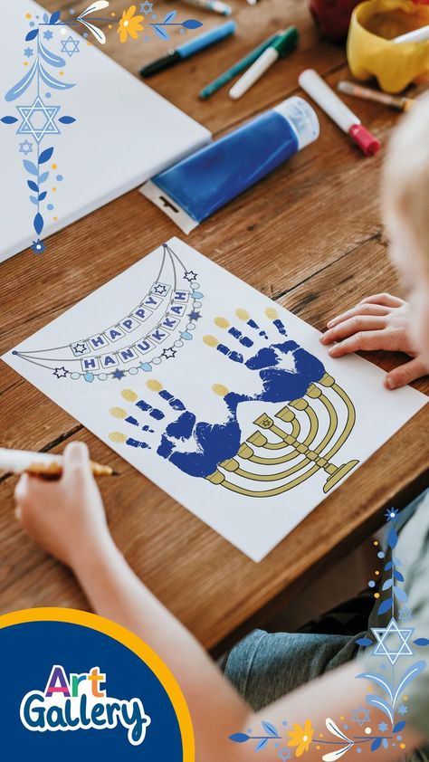 Hanukkah Eyfs Activities, Hanukkah Arts And Crafts, Menorah Handprint Craft, Hanukkah Arts And Crafts For Kids, Hanukkah Handprint Crafts, Hannukah Eyfs Activities, Hannukah Stem Activities, Chanukah Activities For Kids, Jewish Holiday Crafts