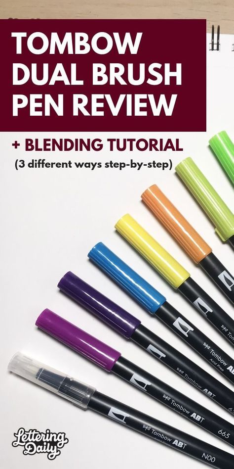 In this post, we are reviewing one of the best brush pens for lettering beginners. The Tombow Dual brush pen is a great tool with great features for both lettering beginners as well as more experienced users. Aside from the review, you will be learning step-by-step 3 different color blending techniques. Check out our review and find out why the Tombow Dual brush pen is one of the best pens for brush lettering!  #brushlettering #brushcalligraphy #lettering #calligraphy #letteringdaily #letterart Letter Drawings, Blending Tutorial, Tombow Lettering, Touch Markers, Best Brush Pens, Handlettering Inspiration, Tombow Pens, Pen Lettering, Blending Techniques